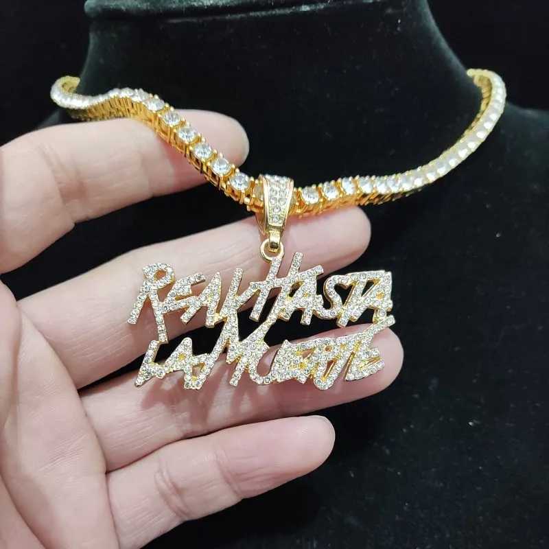 Men Women Hip Hop etter Pendant Necklace 4mm Tennis chain d out Bling Hiphop pendants Necklaces Fashion Charm JewelryXJ241227