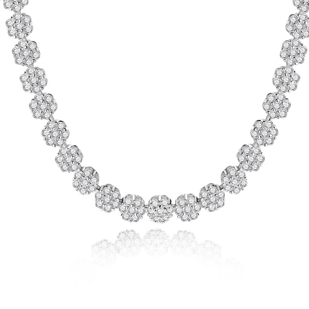 Flower Shape All Diamond Tennis NecklacesBracelets with Gra Certificate 925 Sterling Silver Fine Jewelry for Women 241226