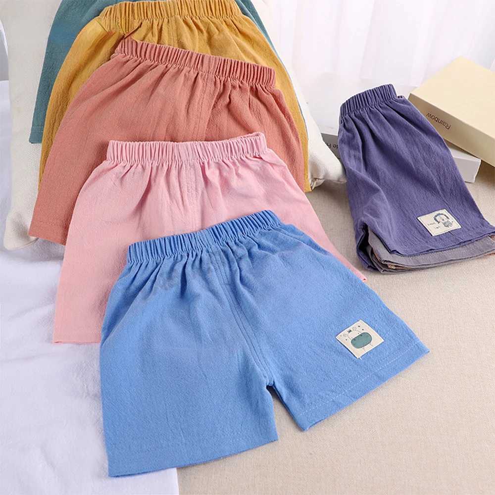 1-5 Years Old Summer Kids Wears Childrens Shorts Baby Boy Cotton Linen Pants Boys Girls Pant Cartoon Children Casual Pants W241227