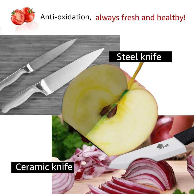 Ceramic knife set 3 4 5 6 inches kitchen chef knife with bracket rust proof white blade shell high-end ceramic fruit peeler for cooking Y241227