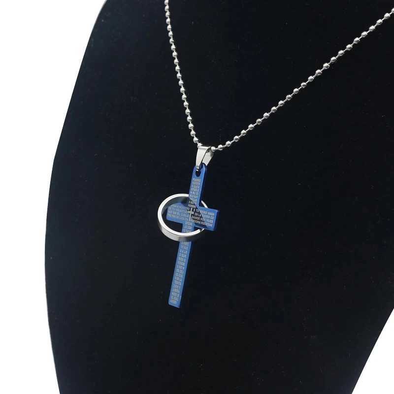 Tren Cross Pendant Necklace Hip Hop Bible Verses Jesus Pray Cross Beads Chain Necklace Unisex Jewelry Drop Shipping CollaresXJ241227
