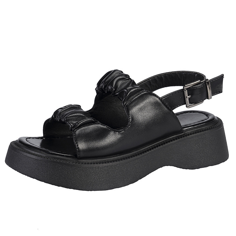 New Pleated Ddmywed One Line Sandals With Thick Soles Big Toe Buckle Beach Women S Chinese Brand Shoes F Ddmysaturn