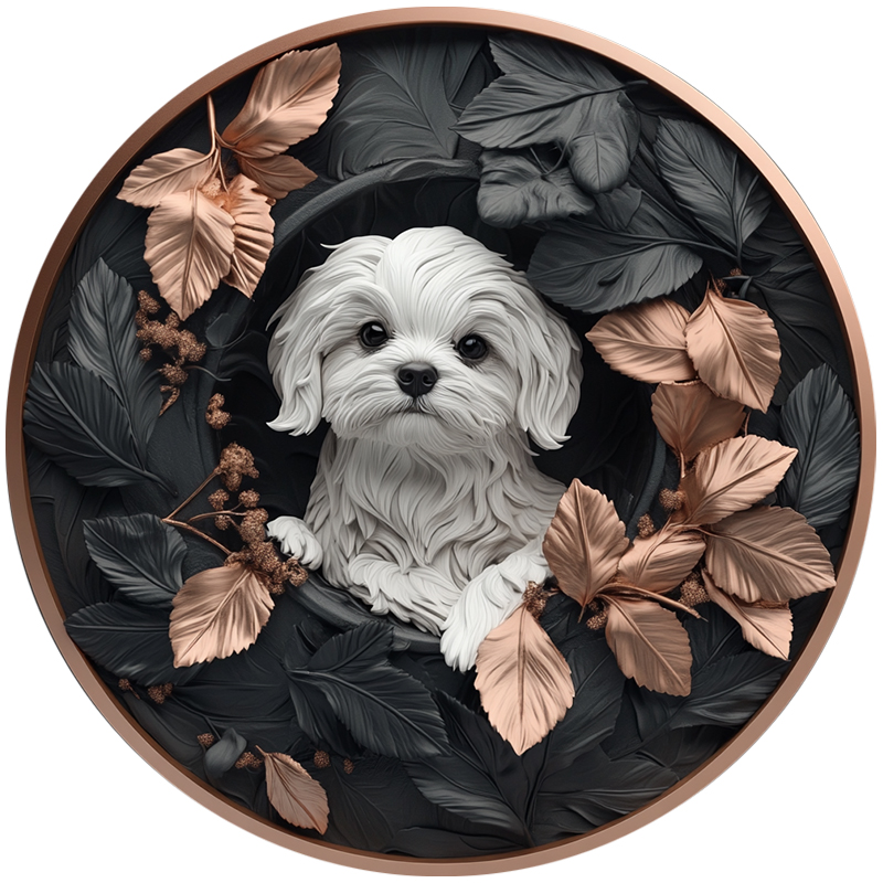 Customizable Maltese Dog Pet Ornaments - Circular Aluminum Decorative Paintings & Souvenir Tombstones for Use - Perfect Gifts