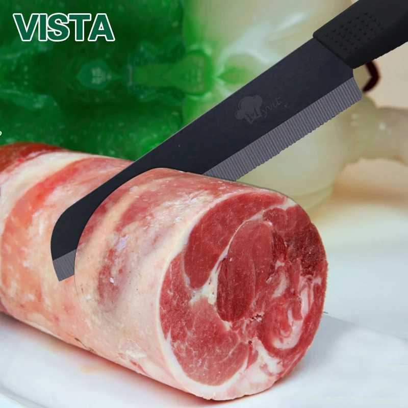 Ceramic Knife cooking set 3 4 5 inch+6 inch Serrated Bread Knife+Peeler Zirconia Black Blade Fruit Cooking Kitchen Knives Y241227