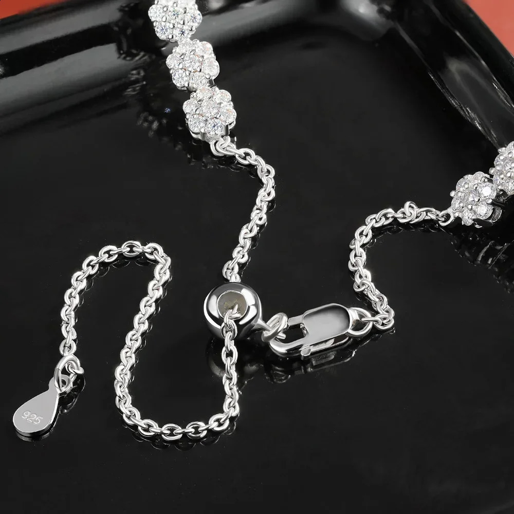 Flower Shape All Diamond Tennis NecklacesBracelets with Gra Certificate 925 Sterling Silver Fine Jewelry for Women 241226