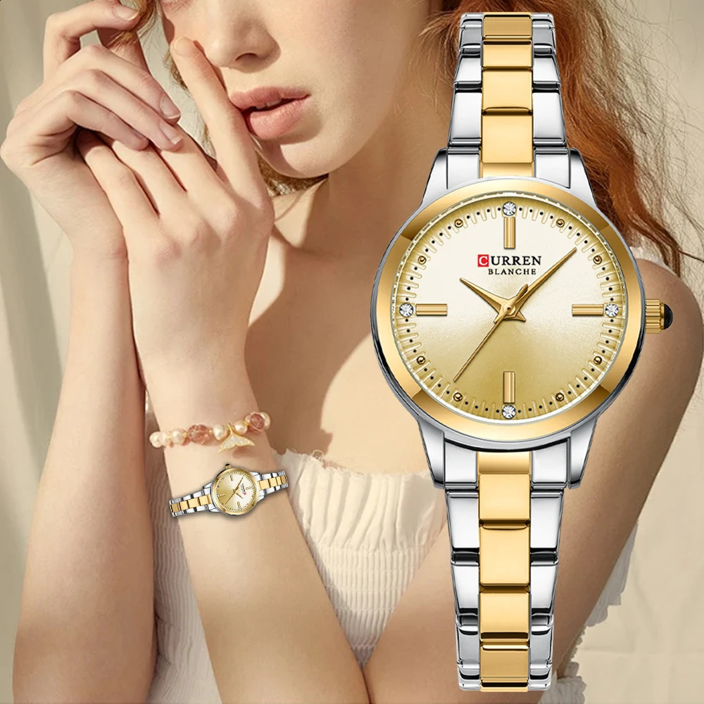 CURREN Original Quartz Watch for Women Fashion Elegant Ladies Watches Stainless Steel Waterproof Womens Wristwatch 241225