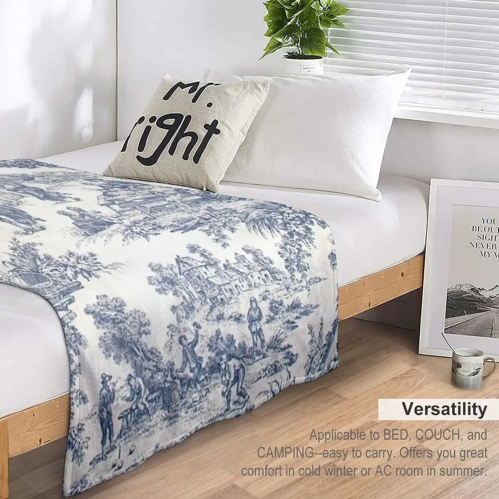 Toile de Jouy Number 2 Throw Blanket Sofa Quilt Dorm Room Essentials blankets and throws Personzed Gift Z241215