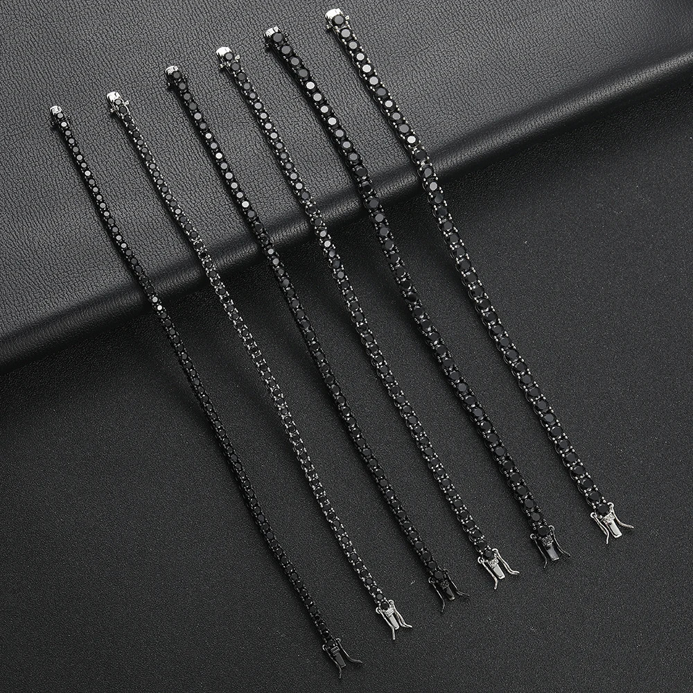 3mm 4mm 5mm Black Zirconia Tennis Bracelets Brass Chain bracelet For Men And Women BB238 241227