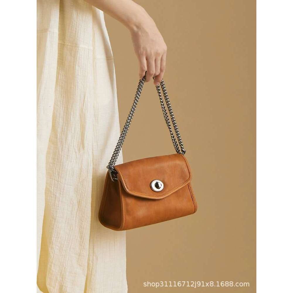 2025 High Bag Quare Cow Leather one shoulder Cross Women's bag Stylish bag Dark Brown