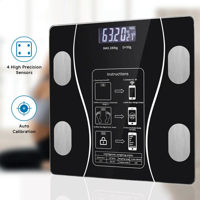 Smart Body Fat Scale Wireless LED Digital Bathroom Weight Scale Body Composition Analyzer Testing Scale 241226