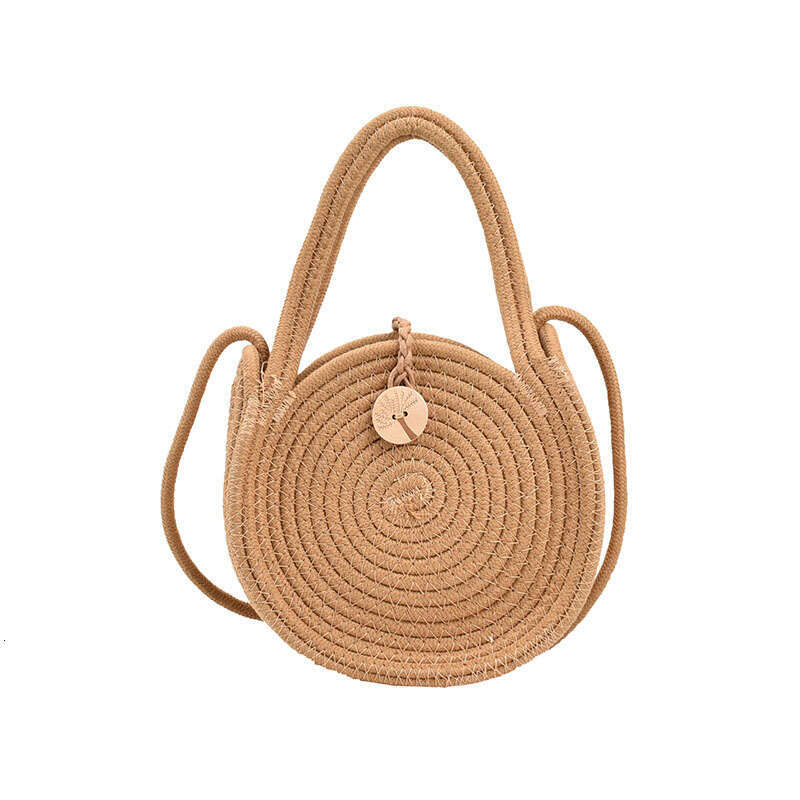 Beach Vacation Woven Women's Spring And Summer New Style, Hand-Held Small Round Bag, Casual Versatile Single Shoulder Crossbody Bag