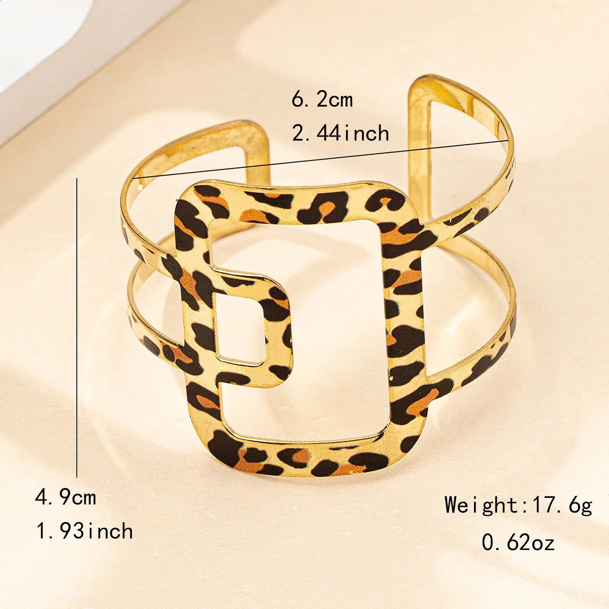 bracelet For Women Geometric Plane Hollow Leopard Print Cuff Retro Personality Holiday Party Gift Fashion Jewelry AB036 241227