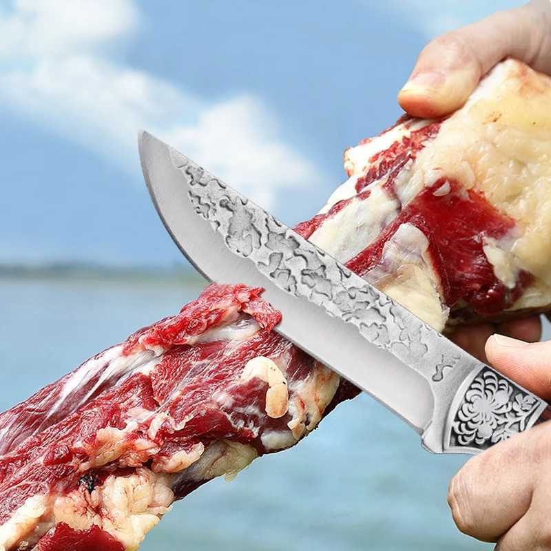 Forged lawn mower kitchen chef knife stainless steel hand meat knife fruit ingredients fishing portable barbecue but Boning knife cover Y241227