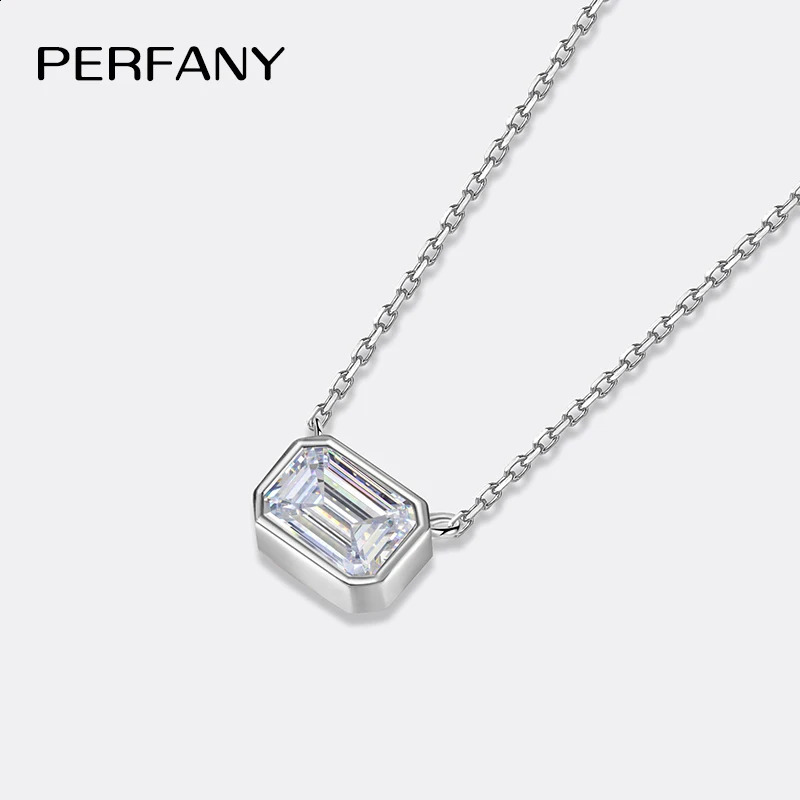 PERFANY 1CT Necklace for Women S925 Pure Silver Emerald Cut Laboratory Diamond Pendant Fashion Party Highend Jewelry 241226