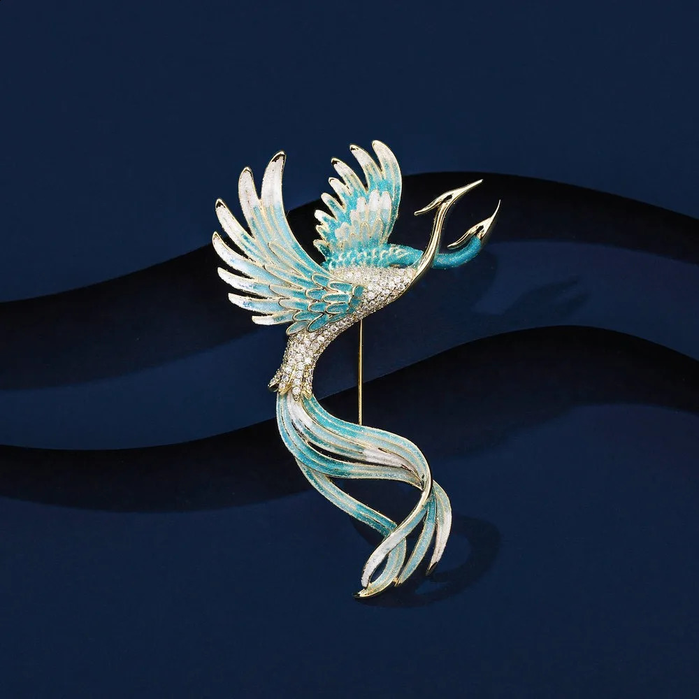 Dress Accessories Womens brooch pin gift for women Advanced feeling Enamel chest flower Gradient colored Phoenix brooches 241227