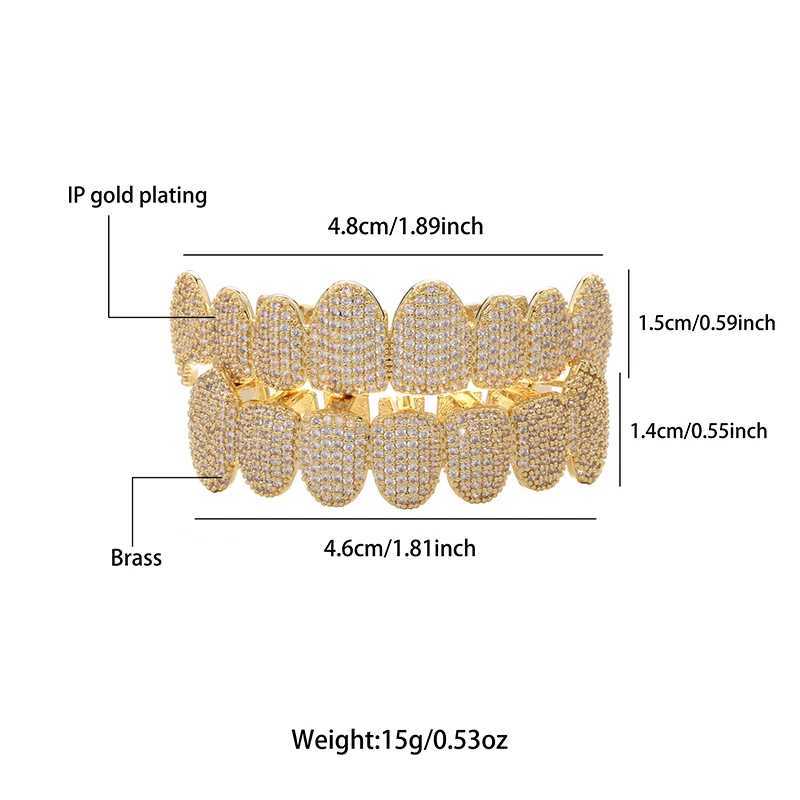 Hip Hop Full CZ Stones Heavy Teeth Grillz Cs Cubic Zircon and Out Micro Pave Top Bottom Charm Grills For Men Women Jewelry W241227