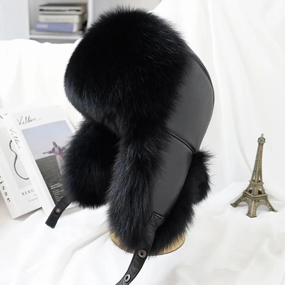 Winter Mens Faux Silver Foxy Fur Bomber Hat Raccoon Fur Hat Catcher Russian Mens Ski Hat