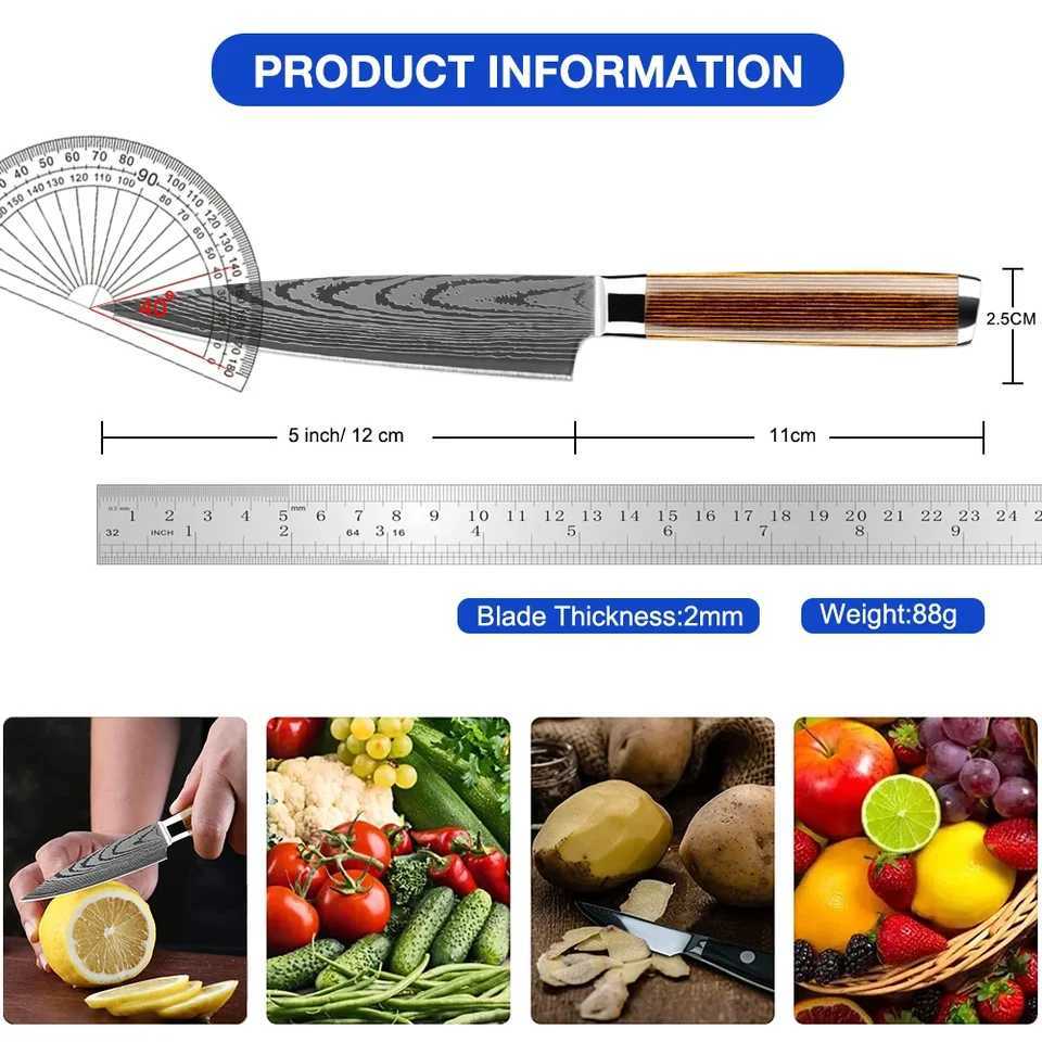 5 Inch Paring Knife Kitchen Knife Forged fr German Stainless Steel Sharp Paring Knife for Cutting Peeling Slicing Fruits Y241227