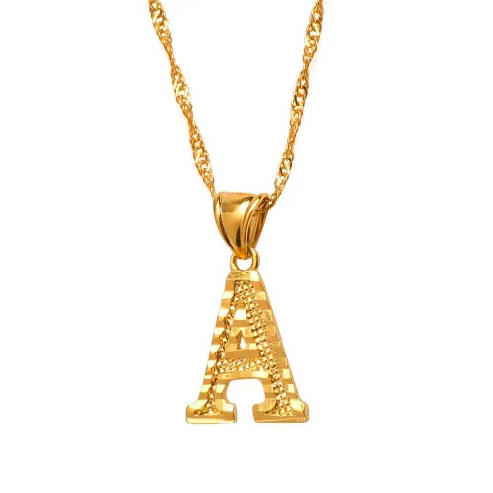 A- Z Small Letters Necklaces Women/Girl Gold Color Initial Pendant Thin Chain English Letter Jewelry AlphabetXJ241227