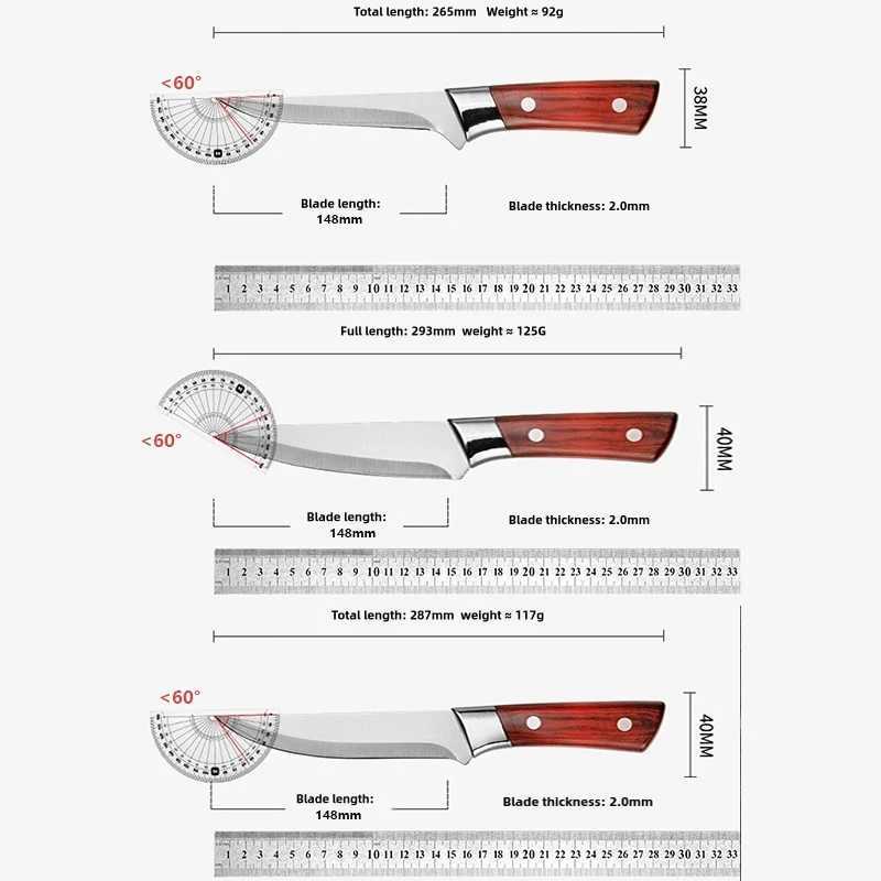 Stainless steel knife kitchen knife pork beef and mutton meat cutting knife chopped fruit vegetable cutting knife Y241227