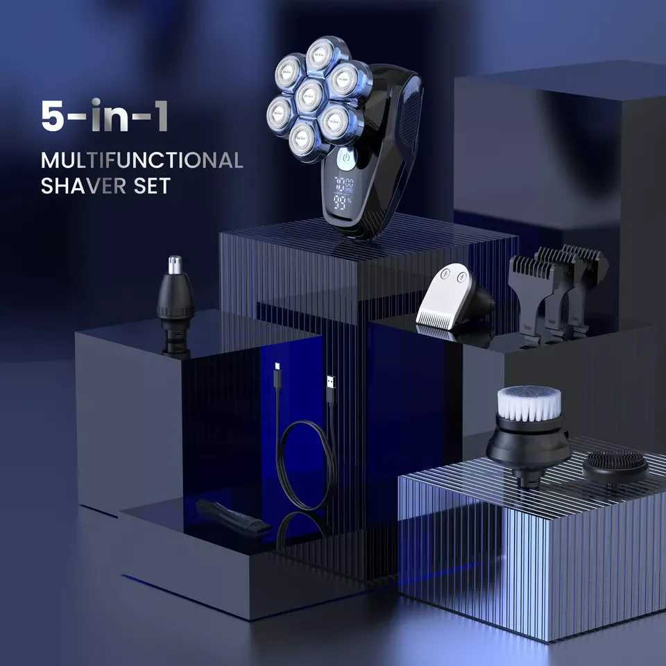 SEJOY 7D 5in1 Electric Shaver Hair Trimmer Bald Head Electric Razor Men Wet Dry W241227