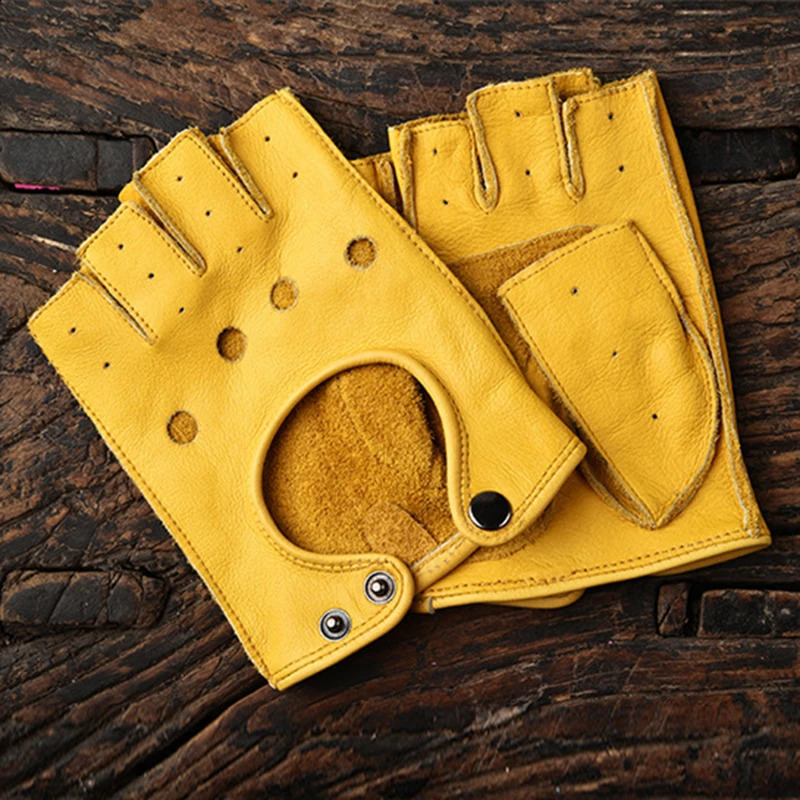Unisex Half-Finger Gloves Artificial Leather Punk Fashion Hip-Hop Driving Motorcycle Performance Party Fingerless Mittens 241227