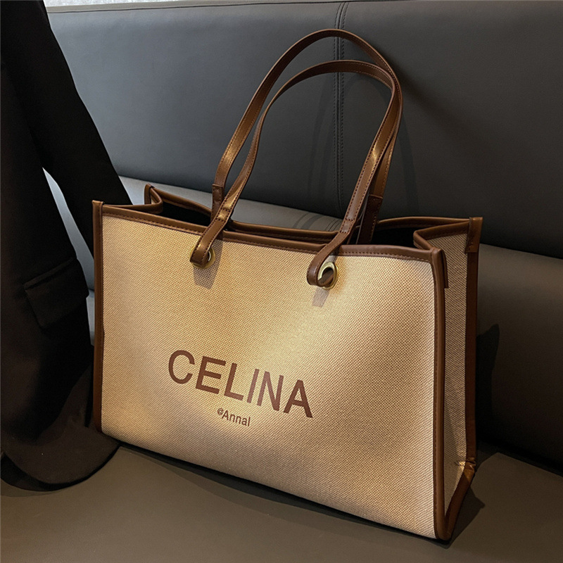 Designer Handbags Large Capacity Canvas Tote: Fashionable Women's File Package, Casual Everyday Shoulder Bag Ideal For Students And New Free Deli