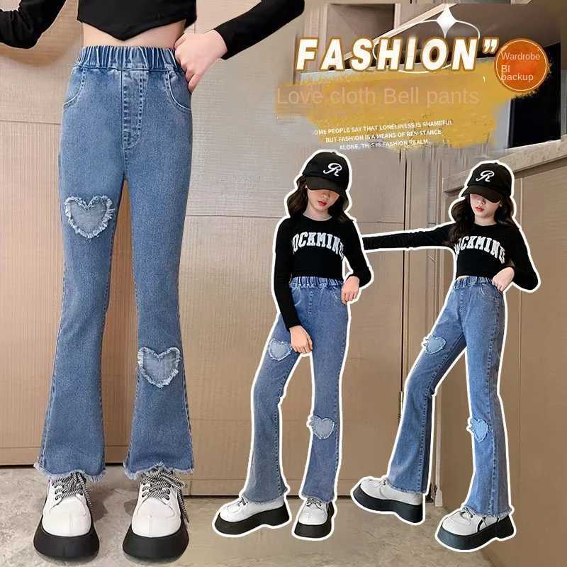 Pants towels embroidered jeans 2024 summer girls casual cute fashionable embroidery W241227