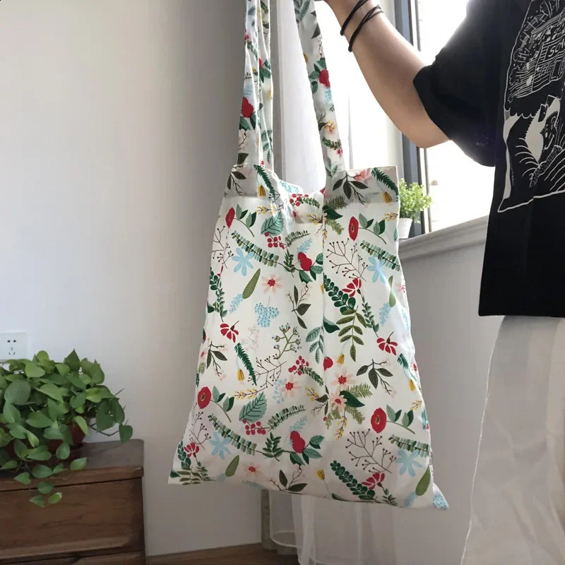 Youda Fashion n Women Flower Handbag Classic Book Shopping Shoulder Bags Original Ladies Cotton Fabric Bag For Girls 241225