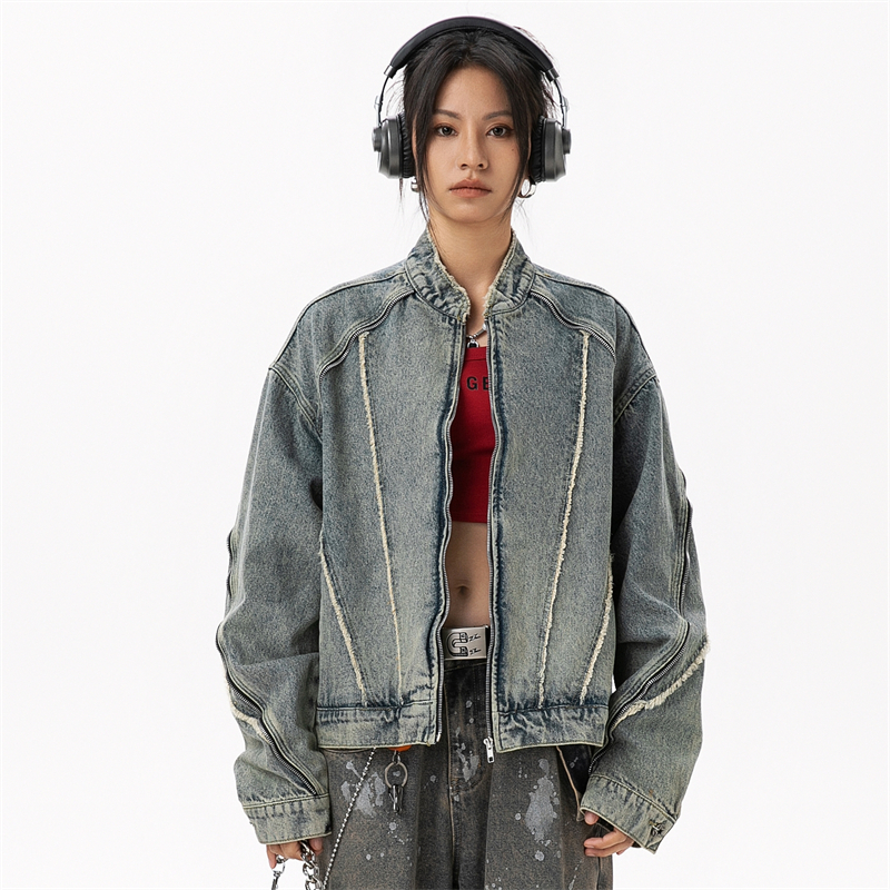 Women's Denim Jacket Blue Cropped Cowgirl Clothes Lady Jeans Jackets Woman 2025 New in Outerwears Women's Clothing 2025 Sales