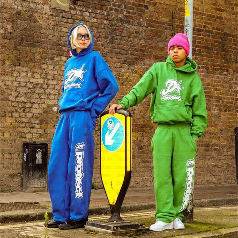 American street fashion, hip-hop style hooded pullover, pants, personalized letter printed men's and women's hoodies