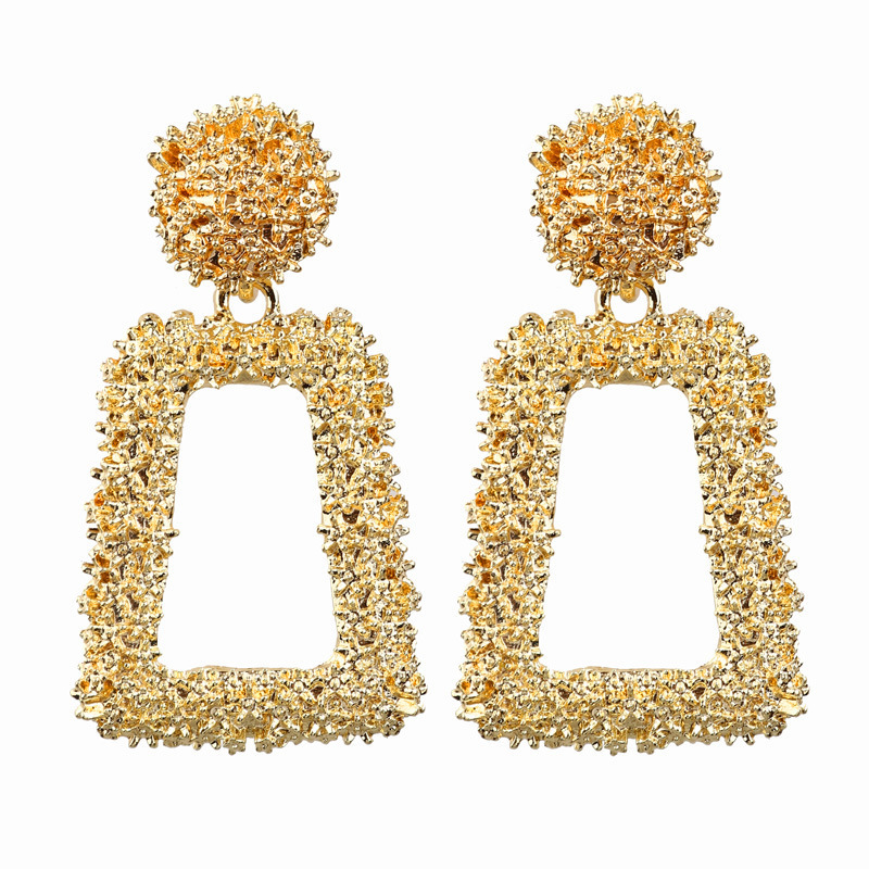 Hiphop 18K Gold Plated Geometry Dangle Earrings for Women Ladies Ethnic Exaggerated Earring Wedding Nightclub Party Jewelry Gift