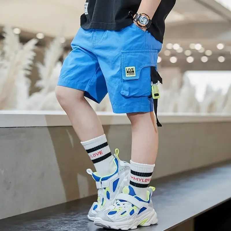 Boys shorts summer loose pants teenagers Trouser pocket shorts childrens casual cargo shorts childrens elastic waist cotton pants W241227