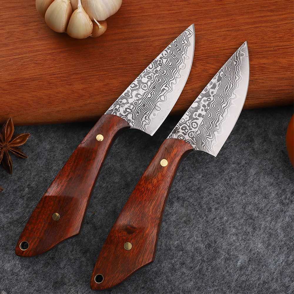 Home>Product Center>New Damascus Blade>Sandalwood Handle>Fishing Survival Kitchen>Household Meat Chopping Fruit Knife EDC Tool Y241227