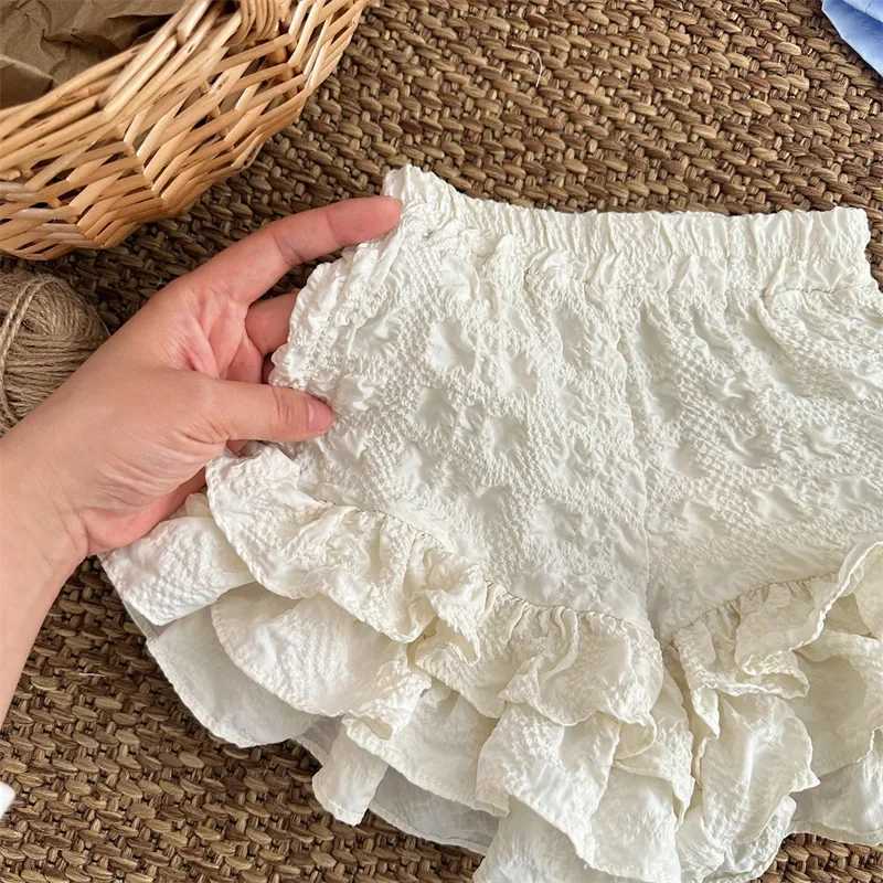 22201 Baby Pants and Girls Shorts 2024 Summer New Style Double Lace Solid Color Comfortable Shorts W241227