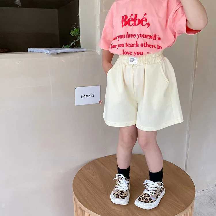 Summer Solid Color Preschool Girls Loose Shorts Girls Cotton Childrens Sports Shorts Baby Shorts Childrens Clothing 1-10 Years W241227