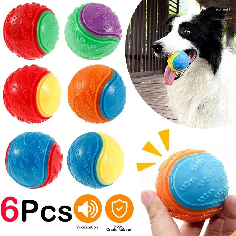 Update 6Pcs Squeaky Balls Toys Dogs Interactive TPR Dog Chew Toy For Pet Teeth Cleaning Bite Resistance Supplies