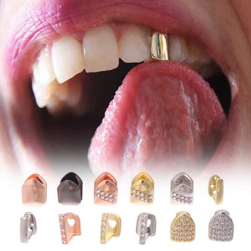 Hip Hop Single Tooth Top Bottom Dental Grillz Tren Cubic Zirconia Teeth Cs For Women Men Teeth Decoration Jewelry W241227