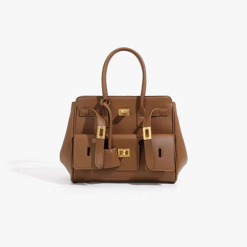 Women's Bags Designer Lock Wings Shoulder Bag,Large Capacity Commuting Tote Bag, Genuine Leather Locomotive Bag,Versatile Women Handbag Momei