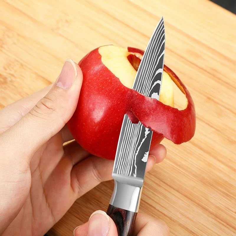 3 kitchen knives fruit knives high carbon stainless steel tra sharp Japanese pocket practical knives with sheaths Y241227