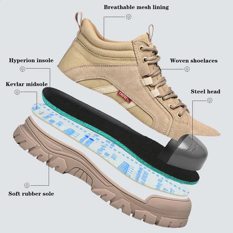 Work Safety Shoes Men Women Protective Steel Toe Safety Boots Indestructible Breathable Wrap Head Work Sneakers 241226