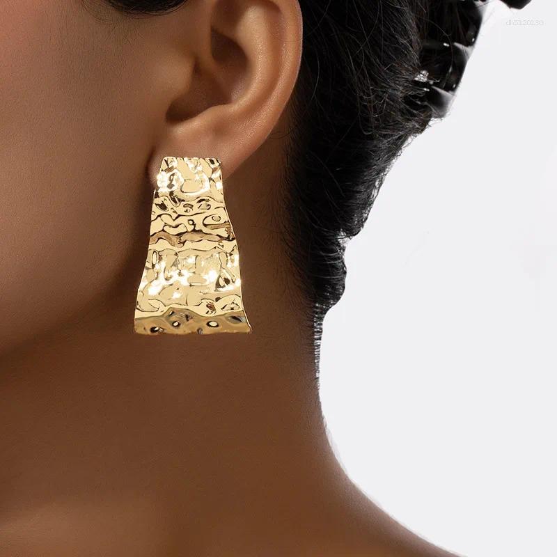 Hoop Earrings Geometric Irregular Surface Hammered Metal For Women Party Holiday OL Fashion Jewelry Ear Accessories CE185