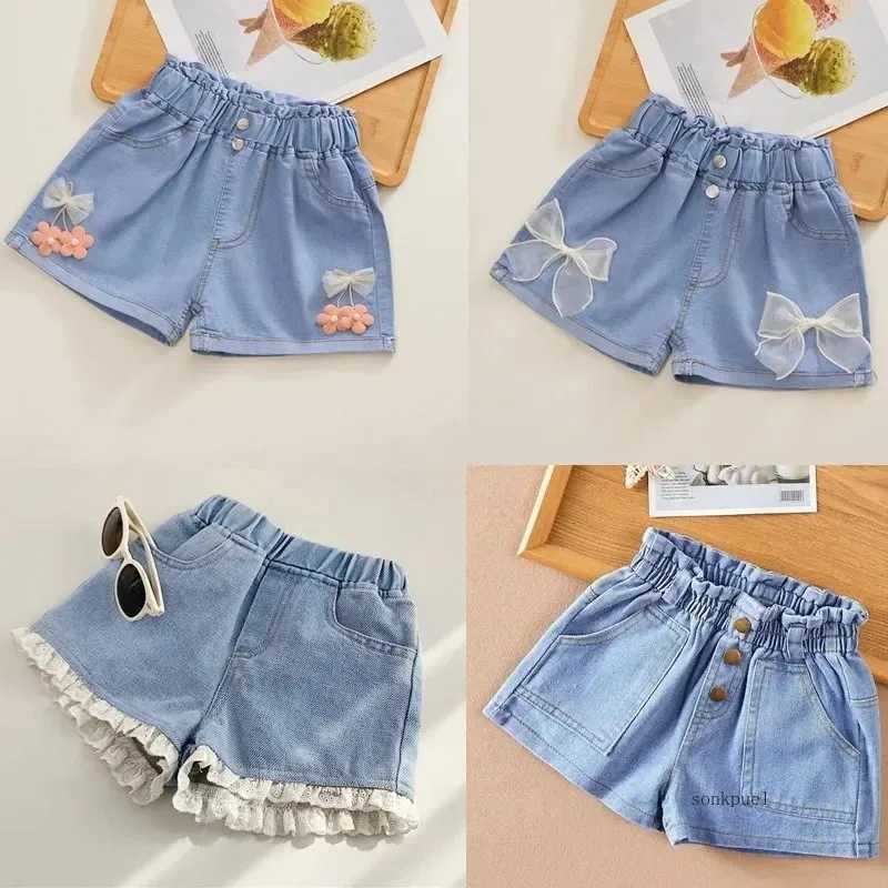 Girls Denim Shorts Summer Cartoon Fashion Cute Shorts Floral Lace All-match Childrens Pants Girls Denim Shorts Teenagers W241227