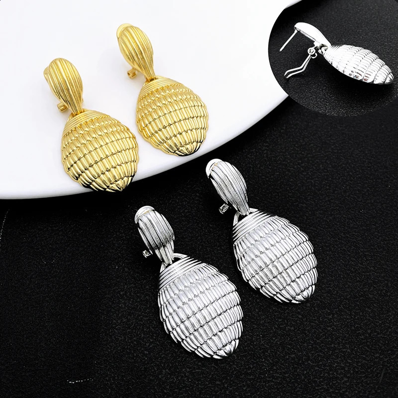 85CM Long Necklace Earrings For Women Adjustable Length Sweater Chain Gold Plated 3PCS Set Fashion Jewelry Wedding Party Gift 241226