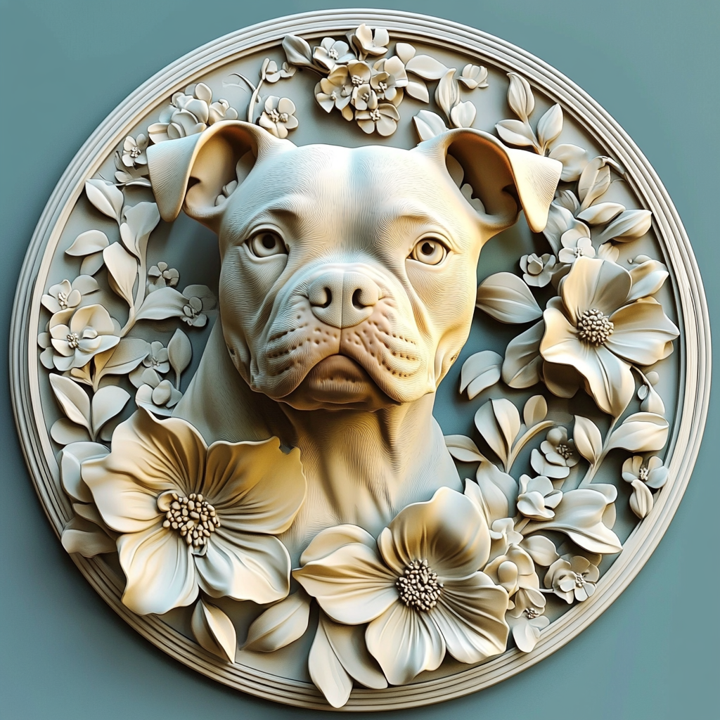 Customizable Aluminum Pet Ornaments - American Staffordshire Terrier Circular Paintings - Unique Pet Souvenir Tombstones