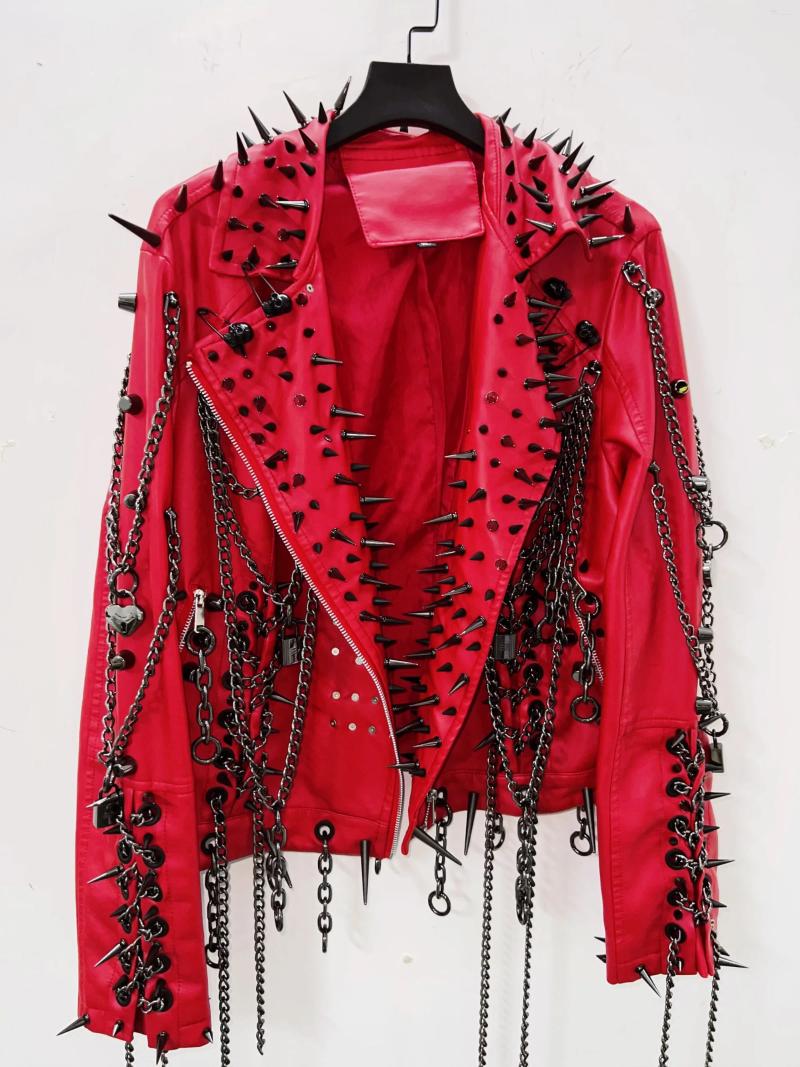 Womens Leather Harajuku Jacket Vintage Gothic Clothes Y2k Fashion GothicLeather