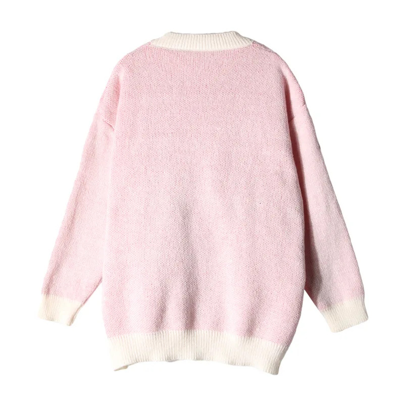 Cross-Border Autumn/Winter New Loose-Fit Color Blocking Letter Jacquard Round Neck Long Sleeve Knit Pullover Top Sweater