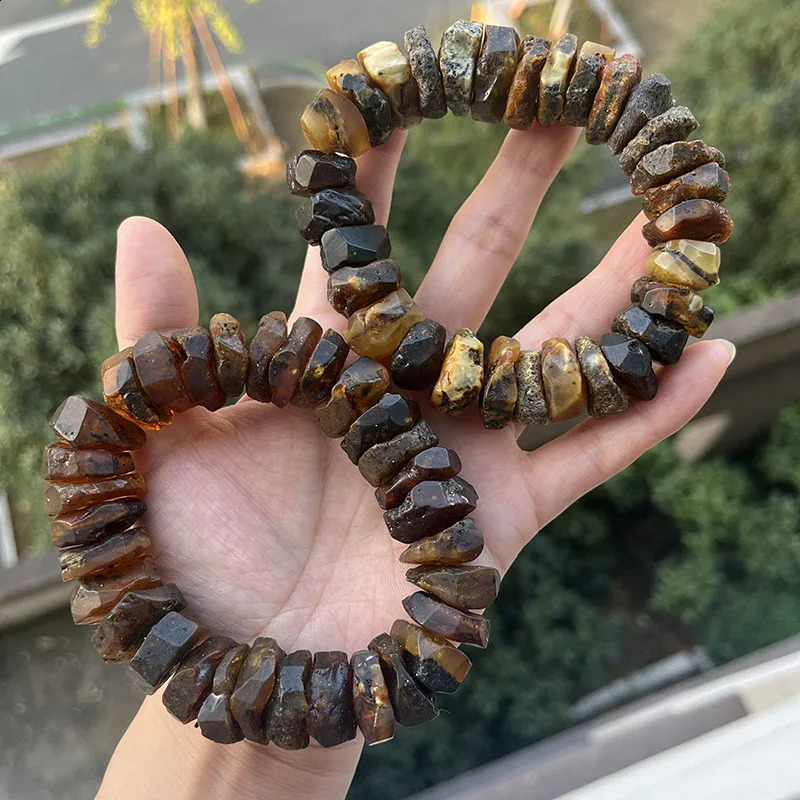 Amber Bracelet for Men Birthday Party Unique Irregular Black Bead Smell Fragrance Natural Stone 2025 Healing Jewelry 241226
