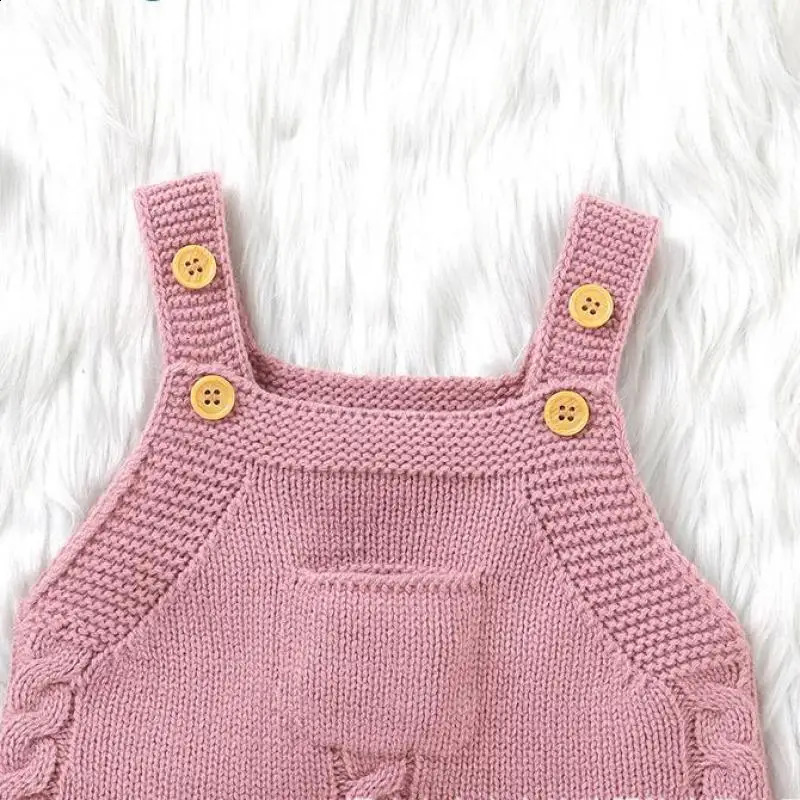 Autumn Baby Clothes Fashion born Knitted Twist Suspenders Romper Boy Girl Solid Sleeveless Jumpsuit Kid Casual One-piece 241226