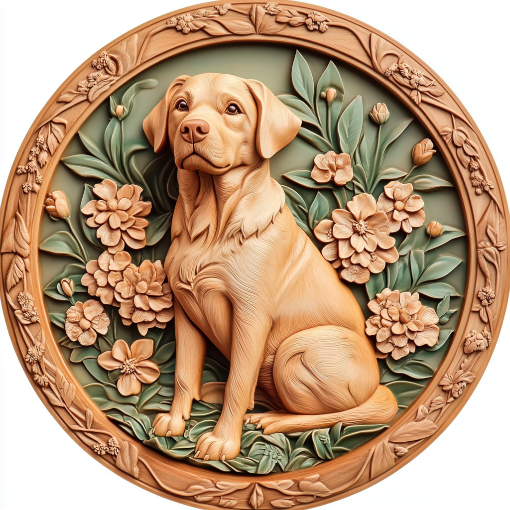 Custom Labrador Retriever Pet Ornament - Circular Aluminum Painting, Perfect Pet Souvenir Tombstone for Halloween Gifts
